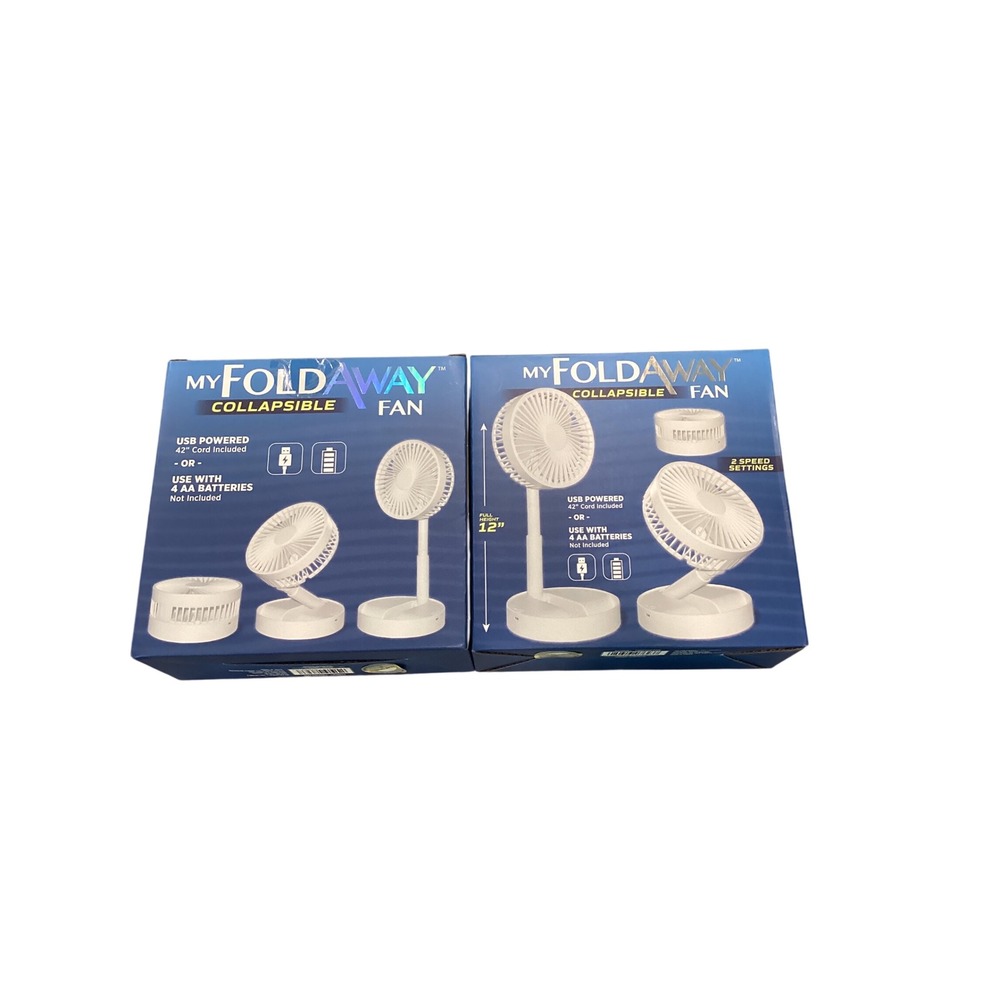 My Foldaway Collapsible Fan Portable USB or Battery Powered White 2 Speed12 inch